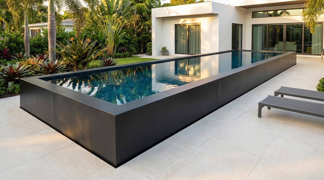 12 x 36 Midnight Black Black Sapphire Architectural Pool