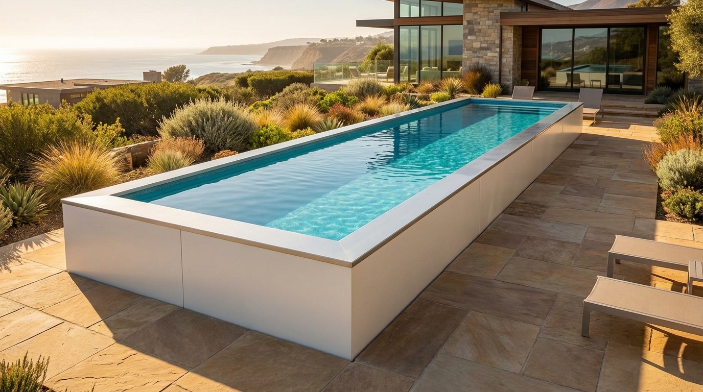 12 x 36 Alpine White Blue Topaz Architectural Pool