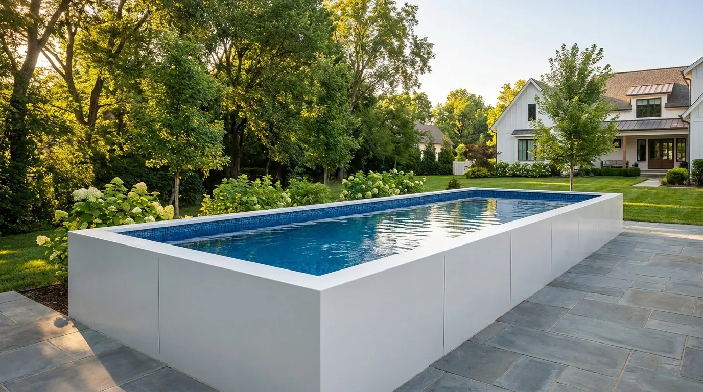 12 x 36 Alpine White Mystic Blue Architectural Pool