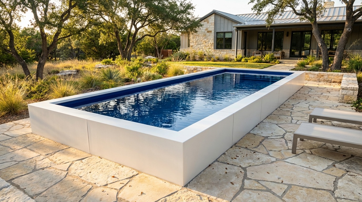 12 x 36 Alpine White Deep Sea Blue Architectural Pool