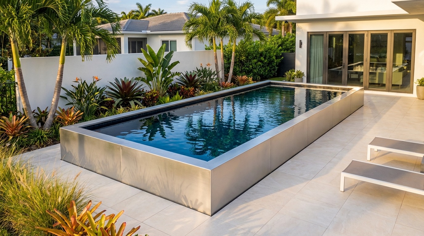 12 x 36 Platinum Silver Black Sapphire Architectural Pool