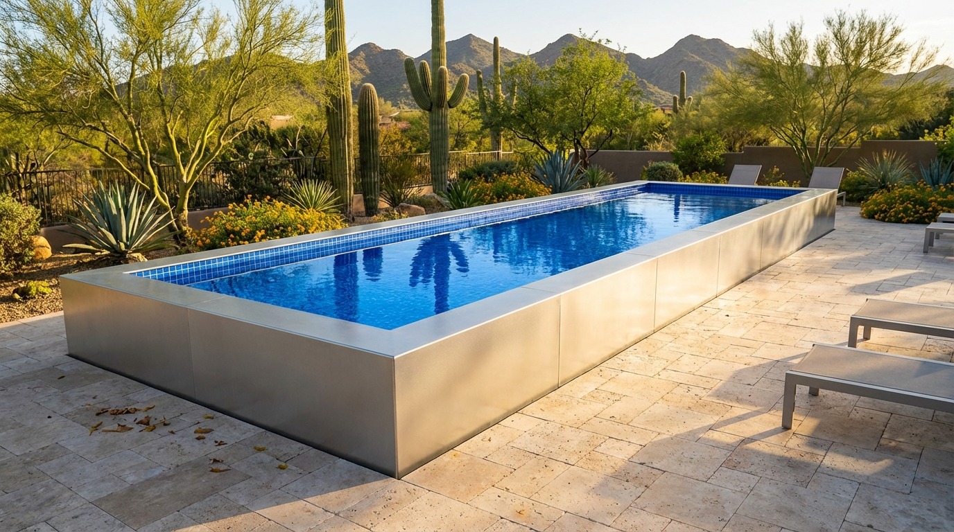 12 x 36 Platinum Silver Blue Matrix Architectural Pool
