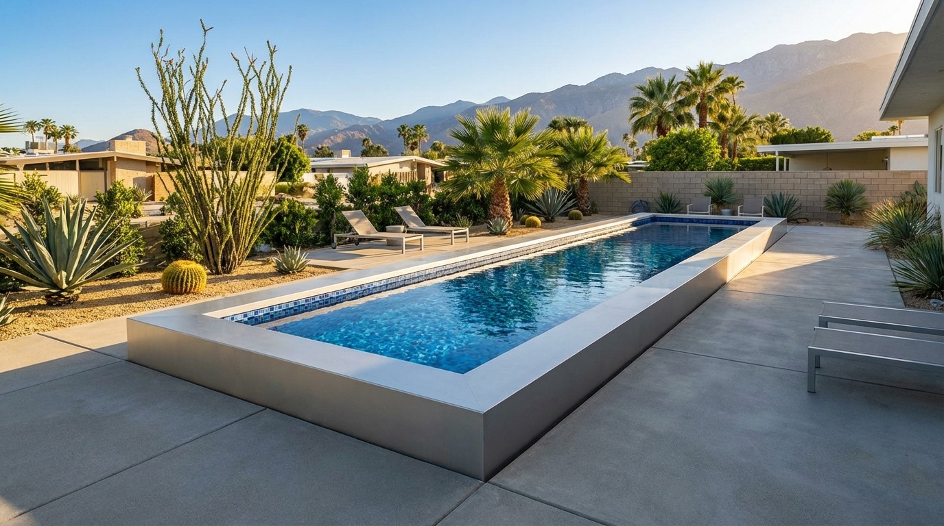 12 x 36 Platinum Silver Mystic Blue Architectural Pool