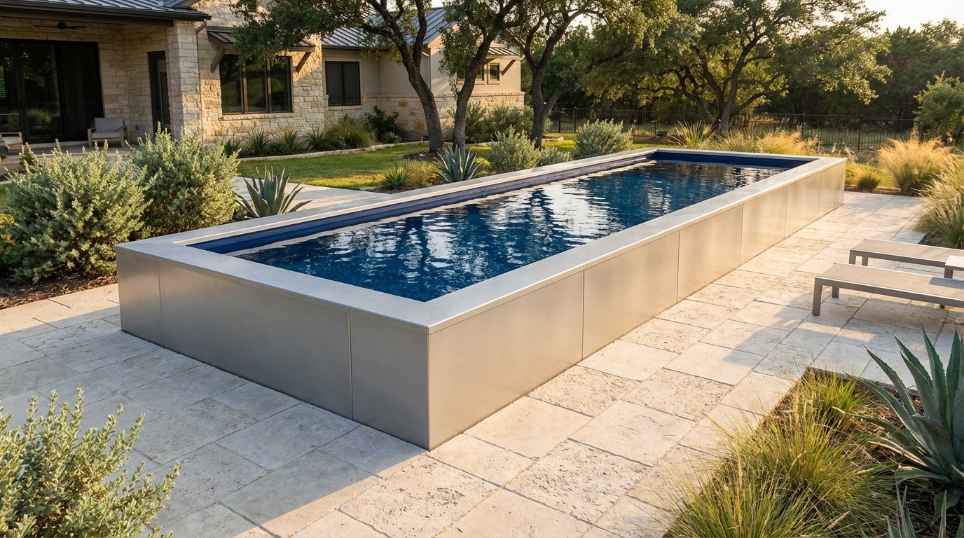 12 x 36 Platinum Silver Deep Sea Blue Architectural Pool