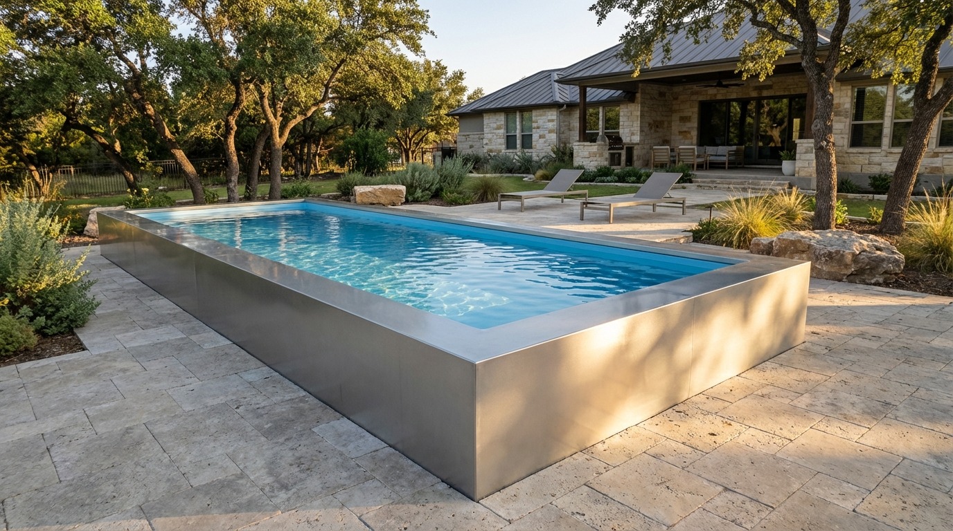 12 x 36 Platinum Silver Aqua Blue Architectural Pool