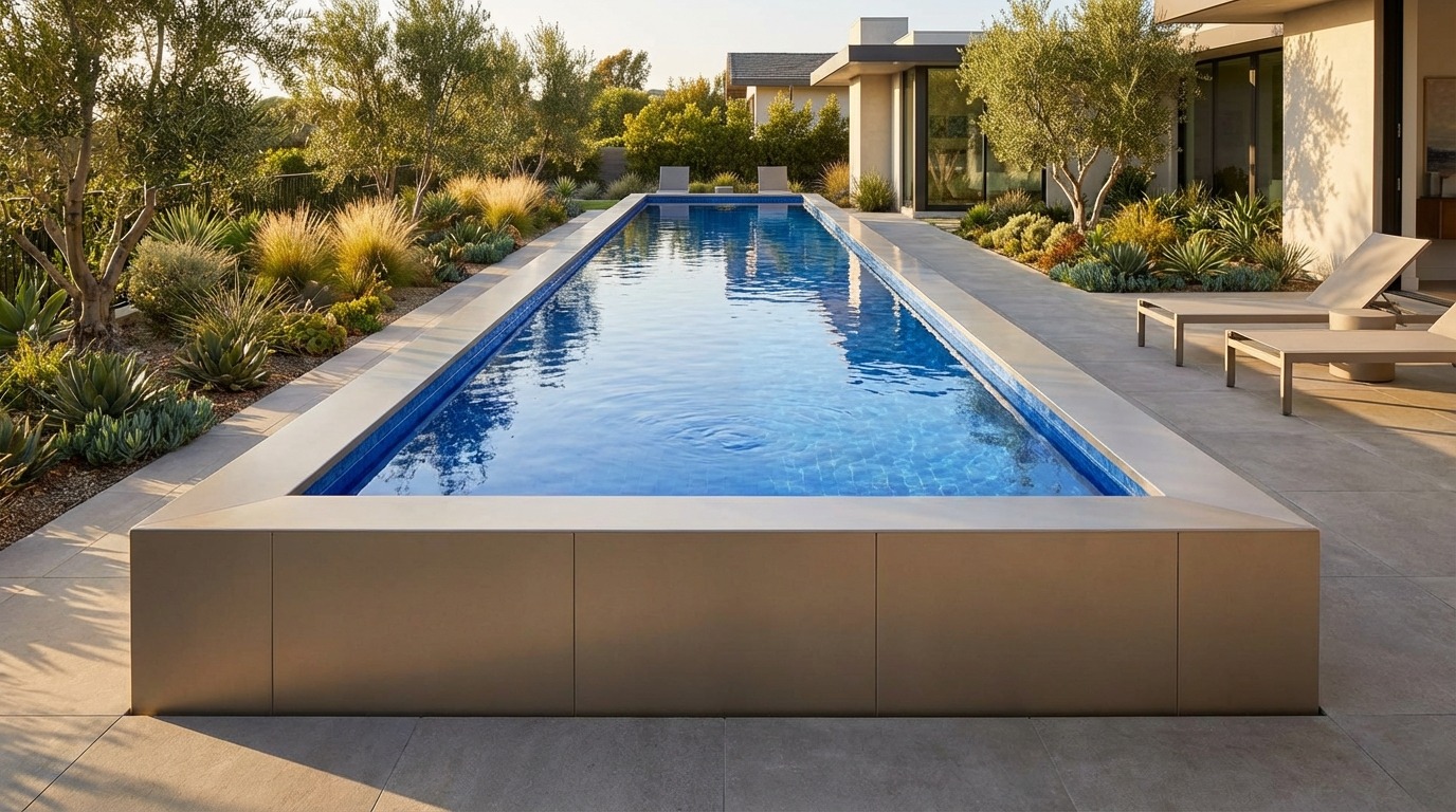 12 x 40 Champagne Mist Blue Matrix Architectural Pool