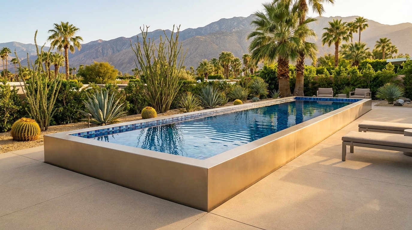 12 x 40 Champagne Mist Mystic Blue Architectural Pool