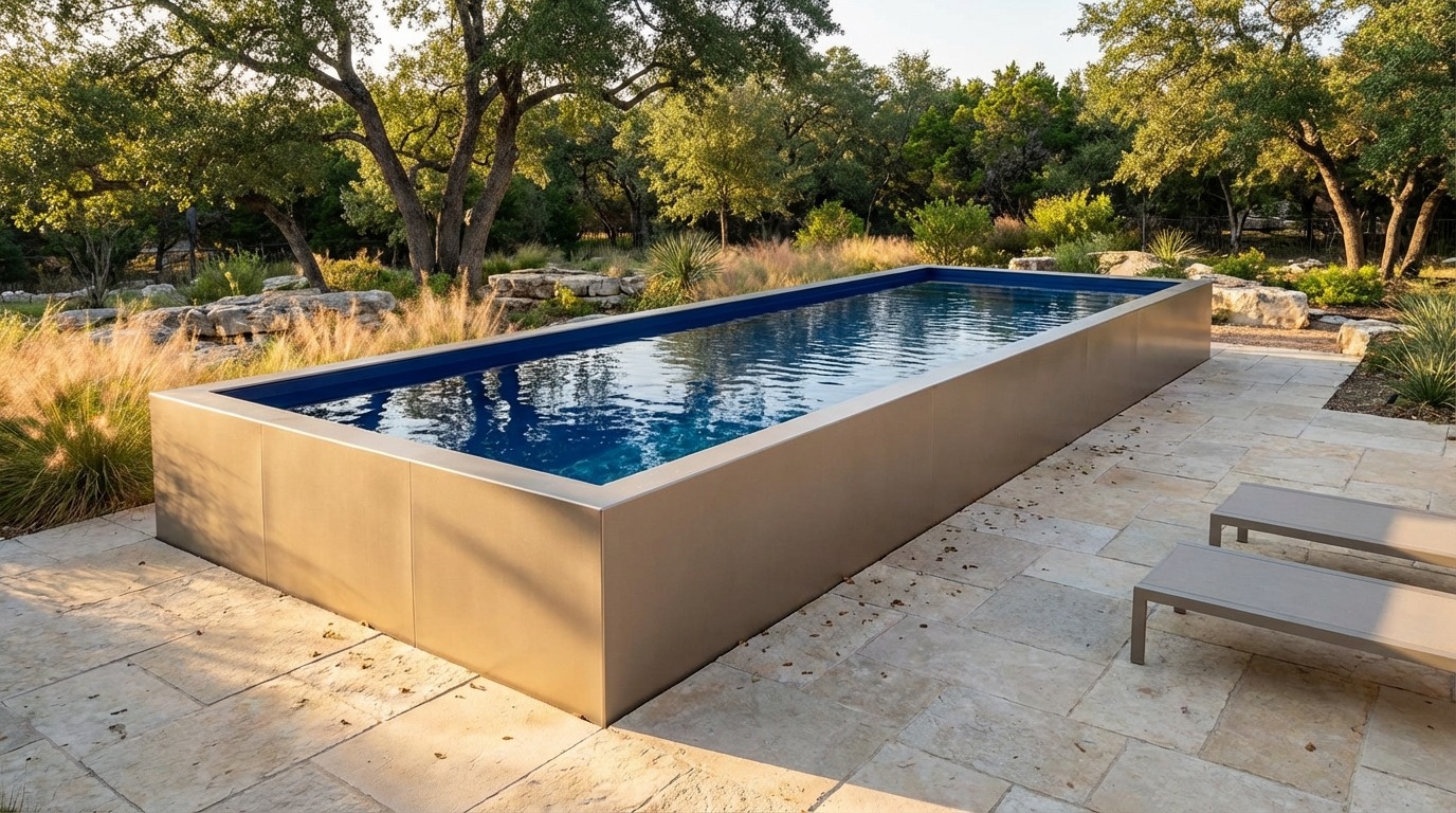 12 x 40 Champagne Mist Deep Sea Blue Architectural Pool