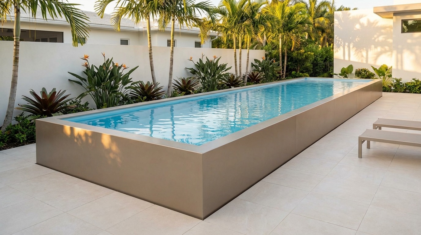 12 x 40 Champagne Mist Aqua Blue Architectural Pool