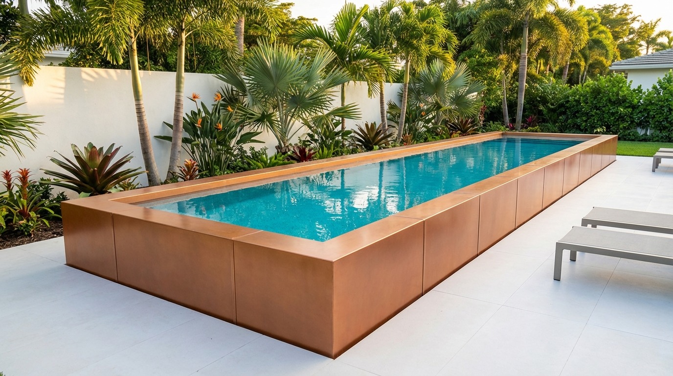 12 x 40 Espresso Copper Blue Topaz Architectural Pool