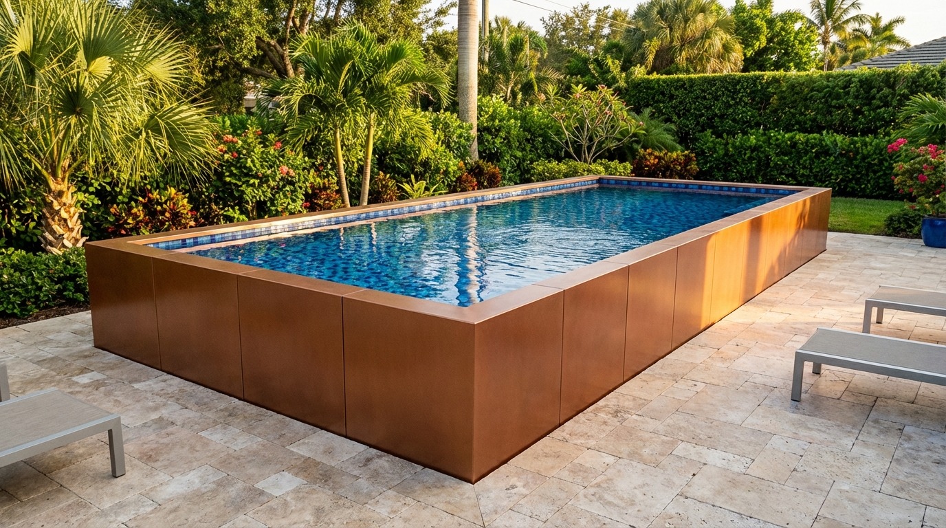 12 x 40 Espresso Copper Mystic Blue Architectural Pool