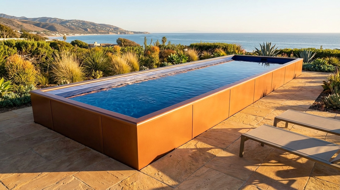 12 x 40 Espresso Copper Deep Sea Blue Architectural Pool