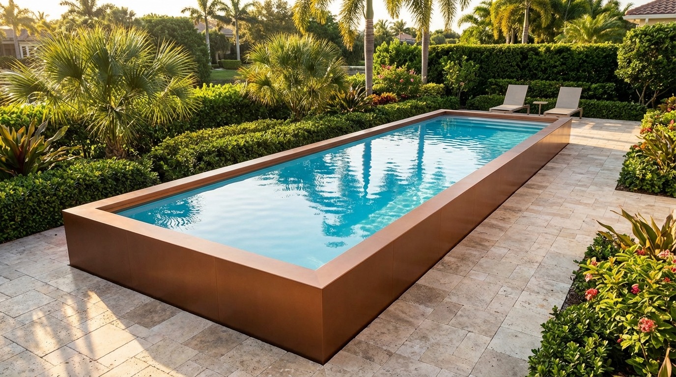 12 x 40 Espresso Copper Aqua Blue Architectural Pool