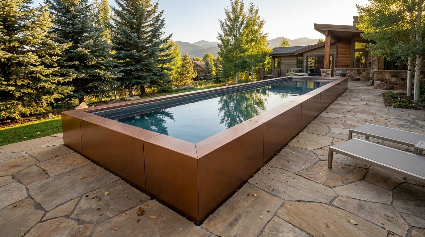 12 x 40 Espresso Copper Titanium Stone Architectural Pool