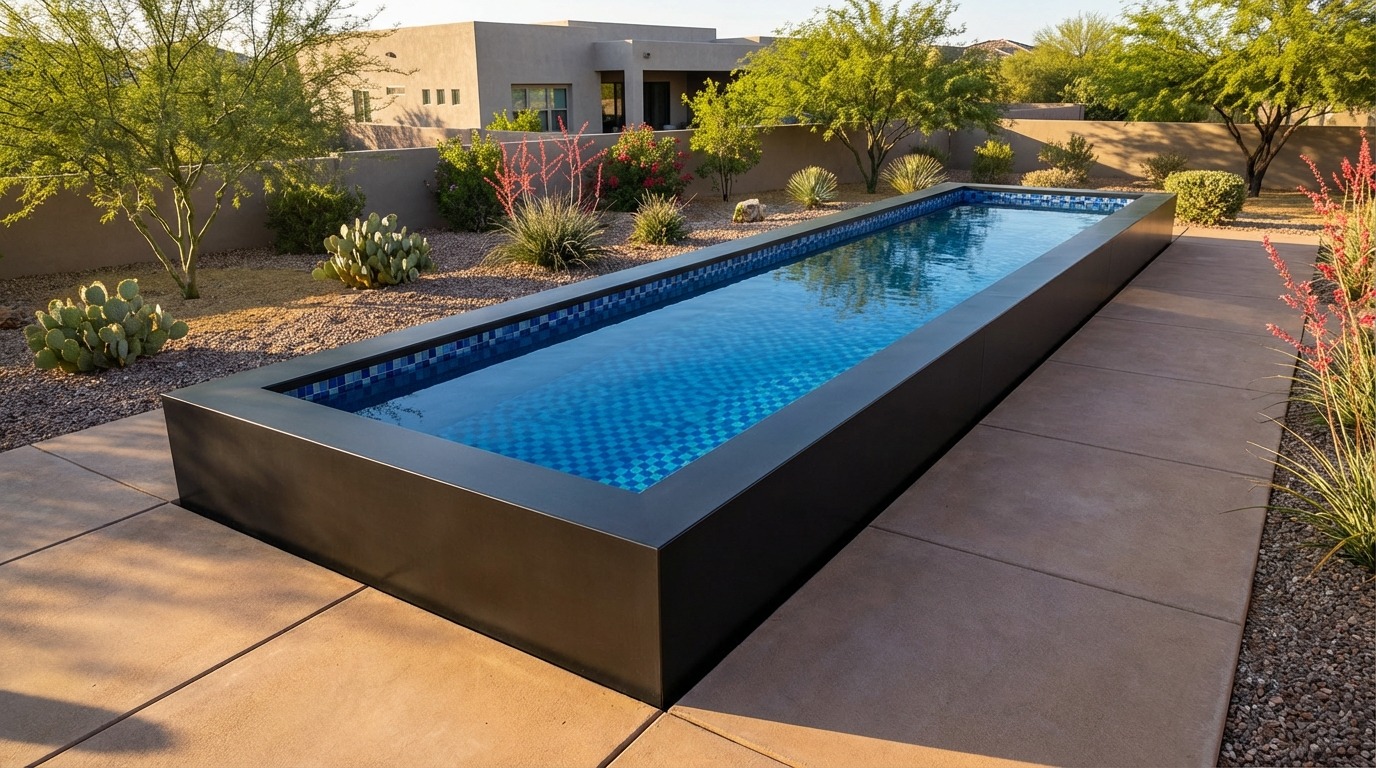 12 x 40 Midnight Black Mystic Blue Architectural Pool