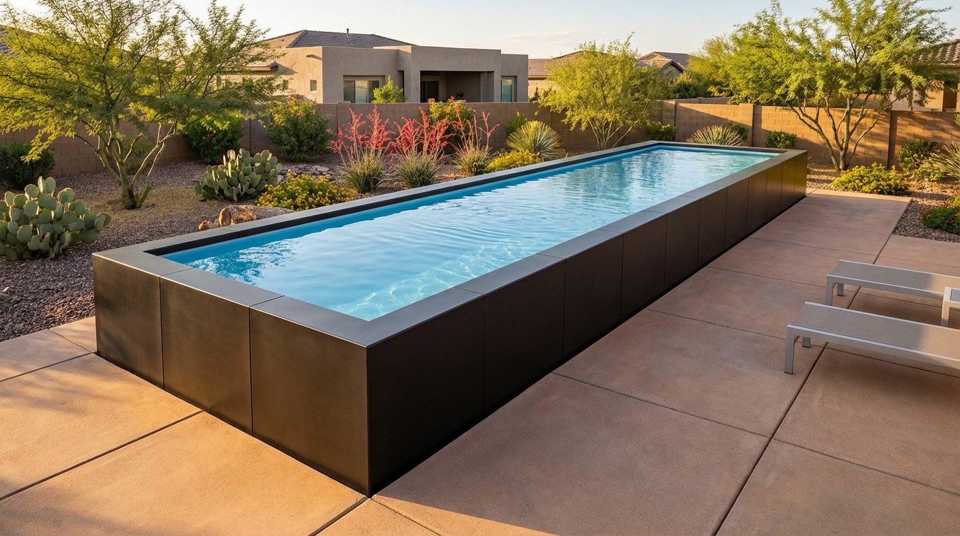 12 x 40 Midnight Black Aqua Blue Architectural Pool