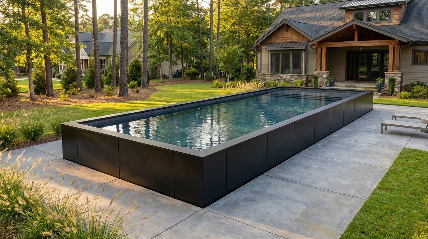 12 x 40 Midnight Black Titanium Stone Architectural Pool