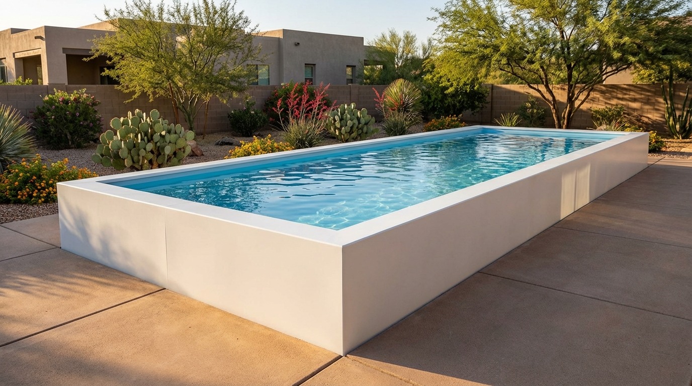 12 x 40 Alpine White Aqua Blue Architectural Pool