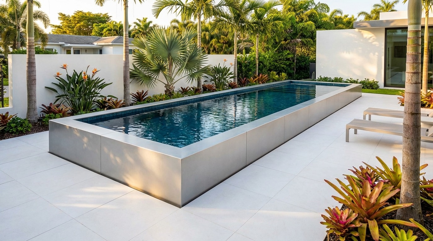 12 x 40 Platinum Silver Black Sapphire Architectural Pool