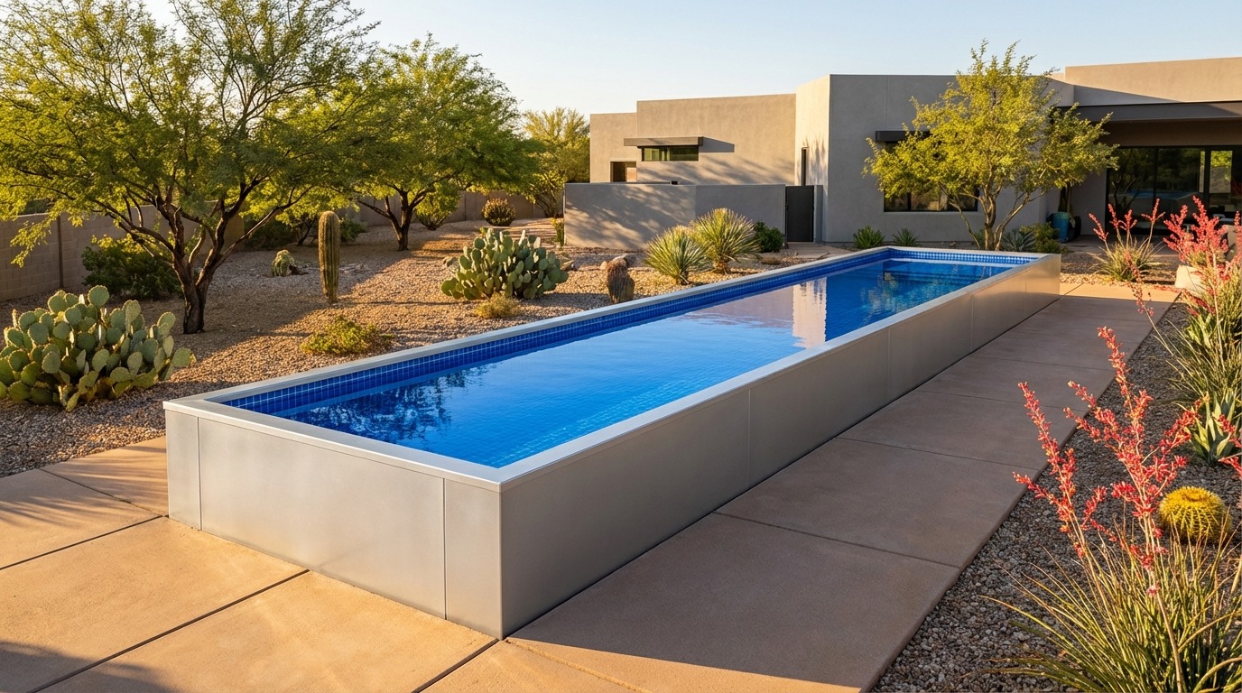 12 x 40 Platinum Silver Blue Matrix Architectural Pool