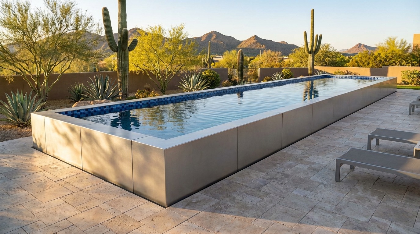 12 x 40 Platinum Silver Mystic Blue Architectural Pool
