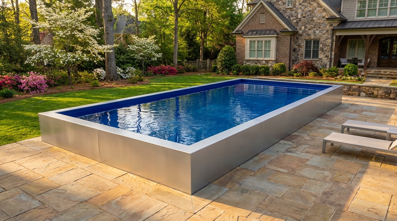 12 x 40 Platinum Silver Deep Sea Blue Architectural Pool