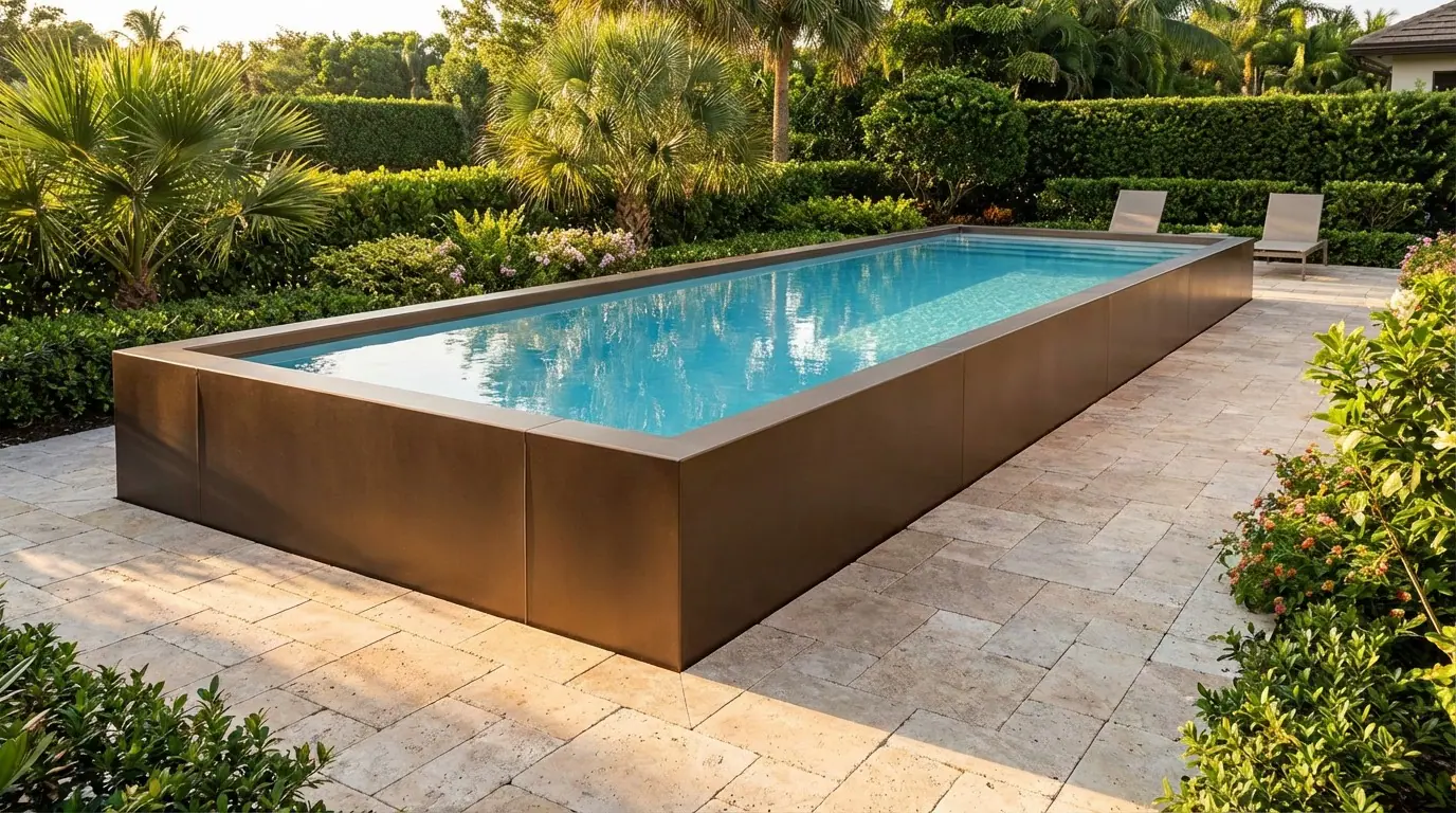 12 x 44 Canyon Bronze Aqua Blue Architectural Pool