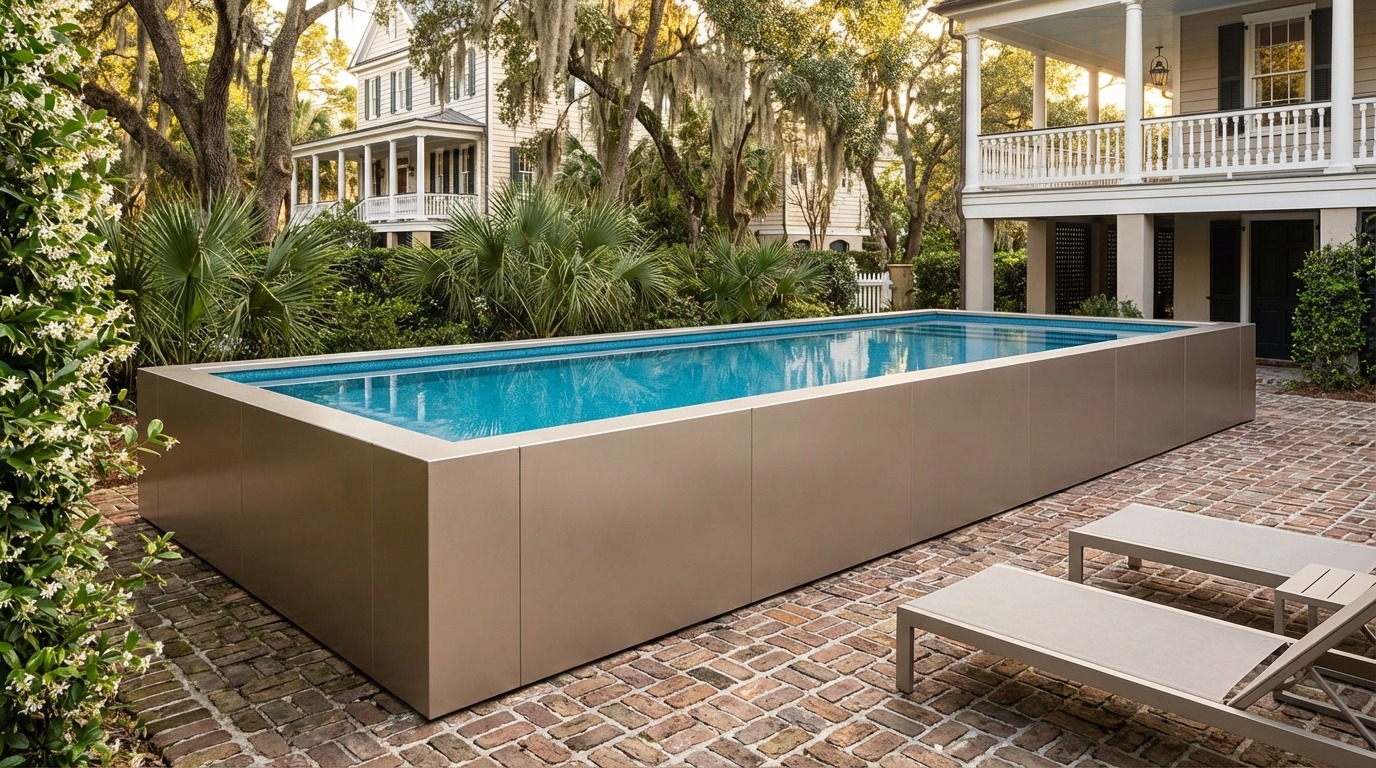 12 x 44 Champagne Mist Blue Topaz Architectural Pool