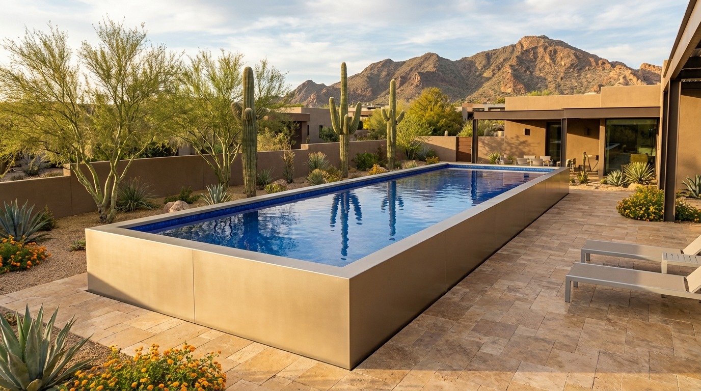 12 x 44 Champagne Mist Blue Matrix Architectural Pool