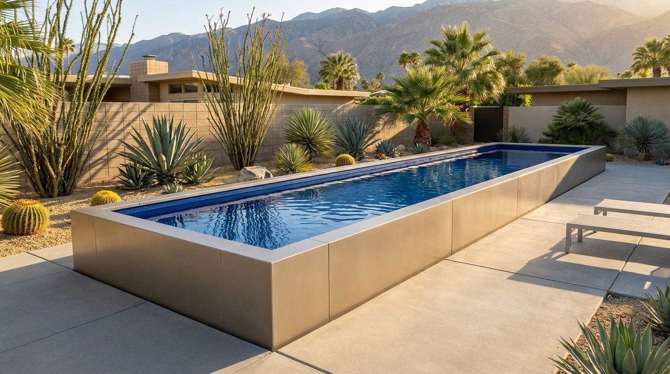 12 x 44 Champagne Mist Deep Sea Blue Architectural Pool