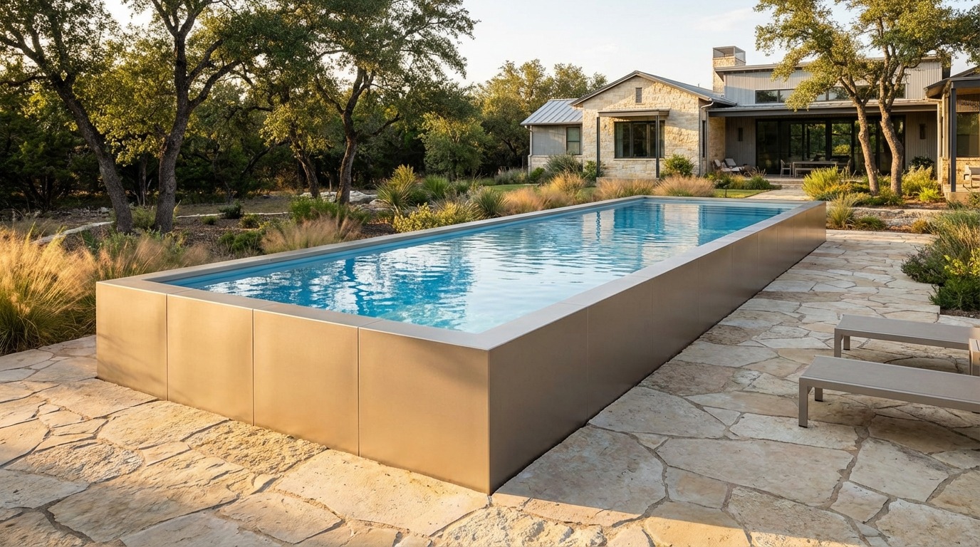 12 x 44 Champagne Mist Aqua Blue Architectural Pool