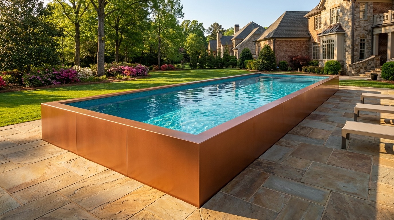 12 x 44 Espresso Copper Blue Topaz Architectural Pool