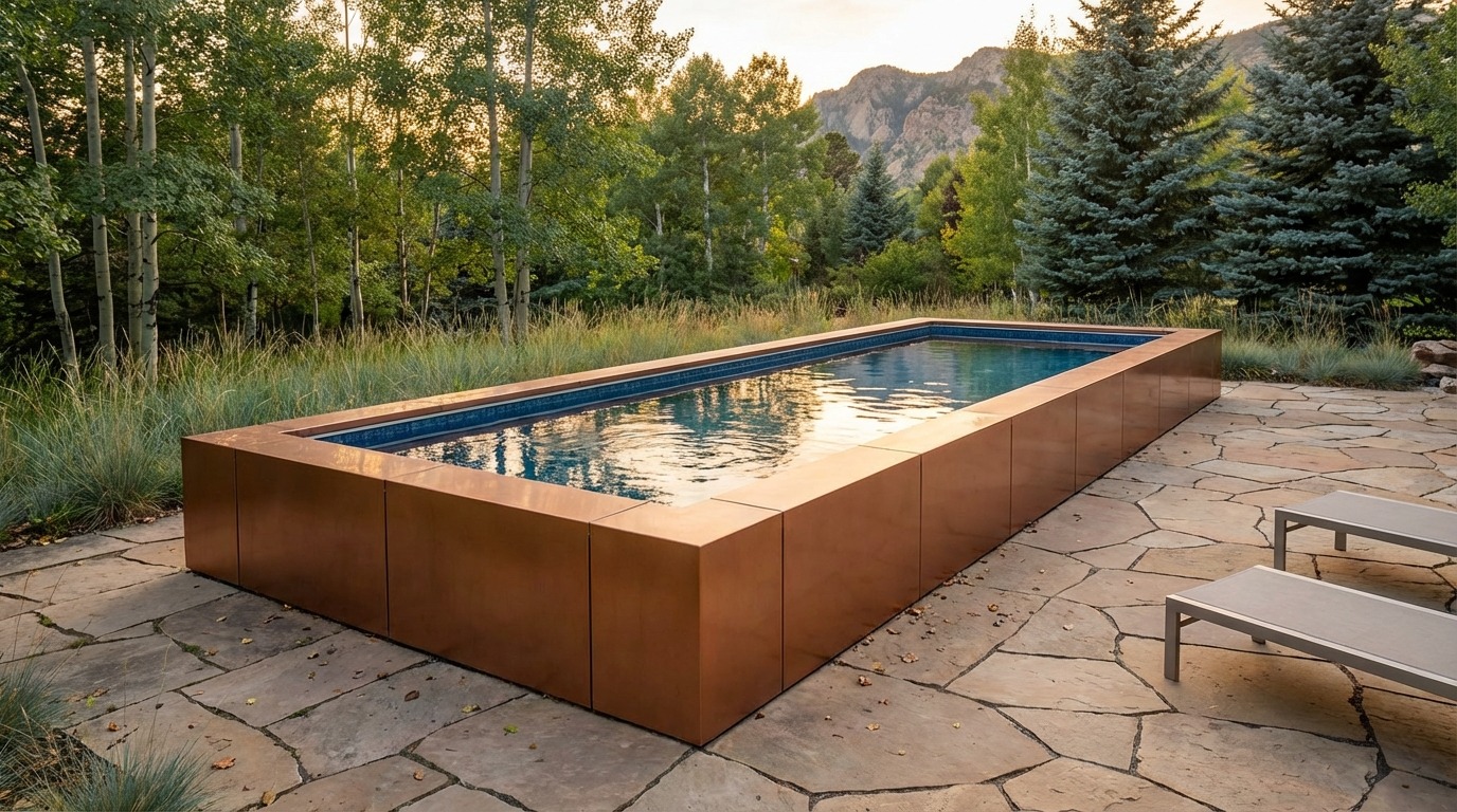 12 x 44 Espresso Copper Mystic Blue Architectural Pool