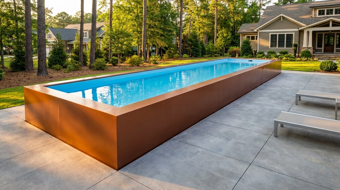 12 x 44 Espresso Copper Aqua Blue Architectural Pool