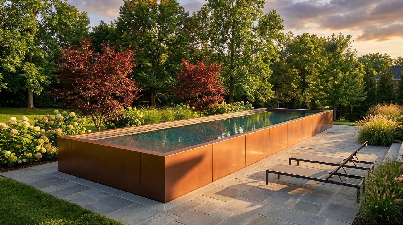 12 x 44 Espresso Copper Titanium Stone Architectural Pool