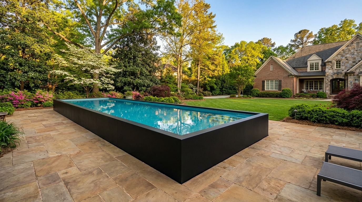 12 x 44 Midnight Black Blue Topaz Architectural Pool