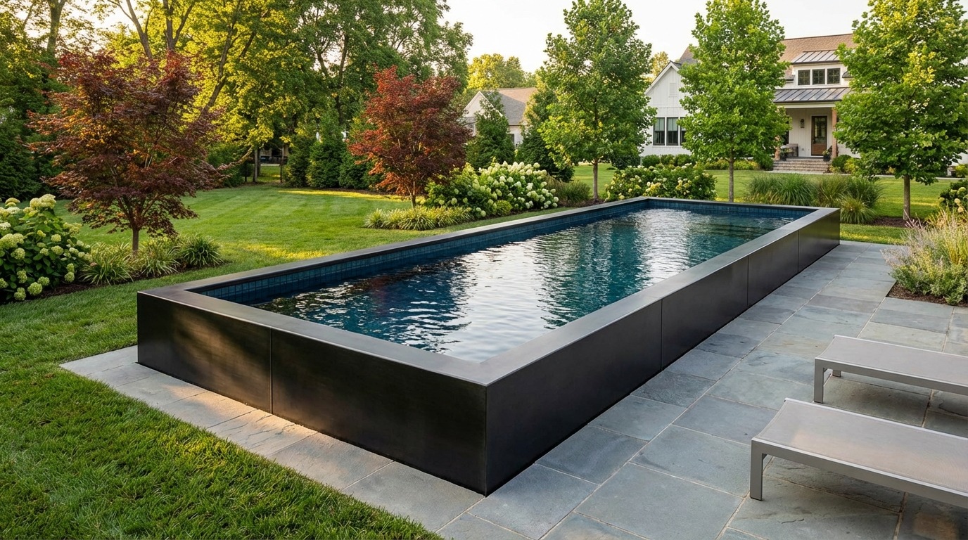 12 x 44 Midnight Black Black Sapphire Architectural Pool
