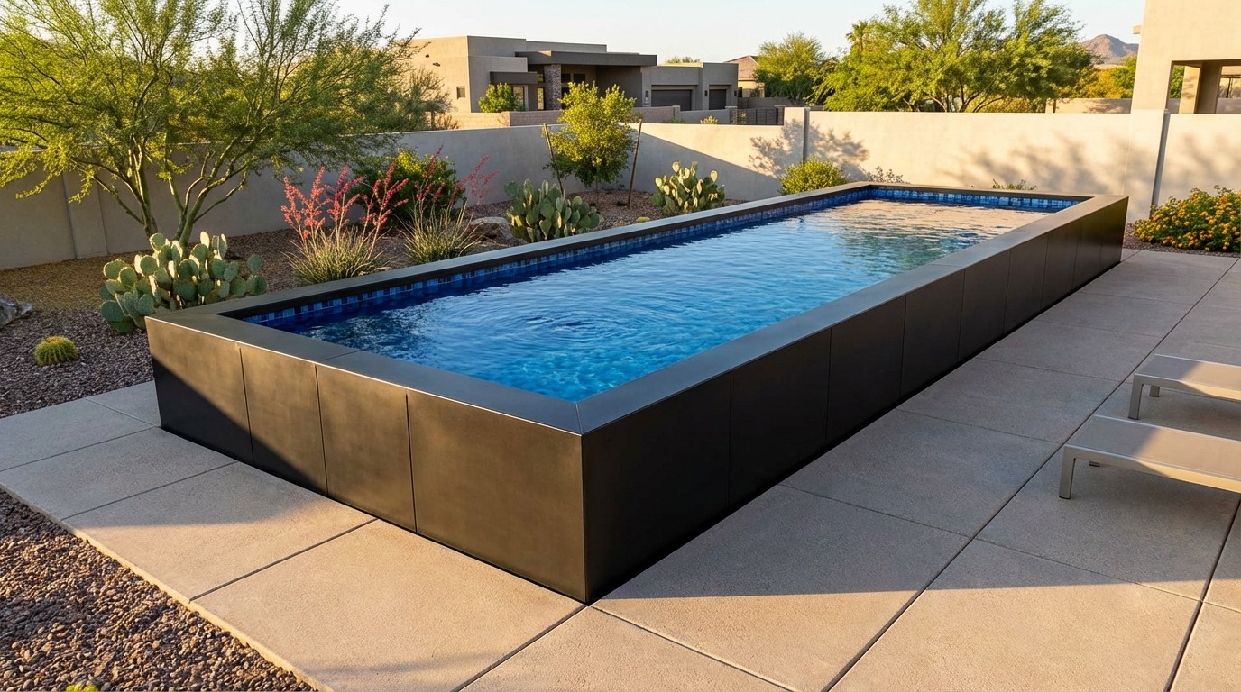 12 x 44 Midnight Black Mystic Blue Architectural Pool