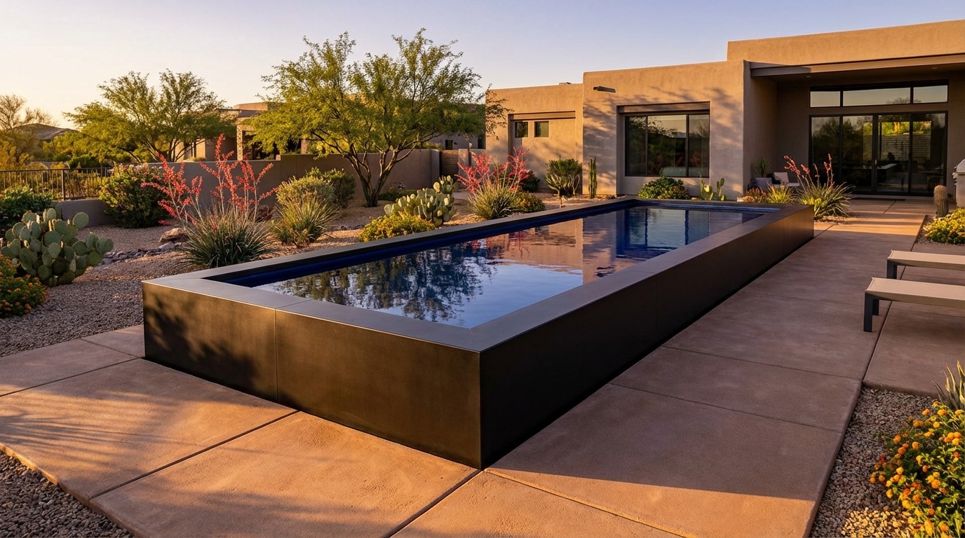 12 x 44 Midnight Black Deep Sea Blue Architectural Pool