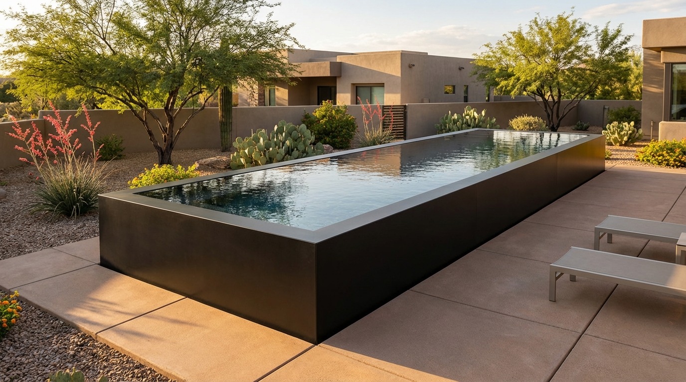 12 x 44 Midnight Black Titanium Stone Architectural Pool