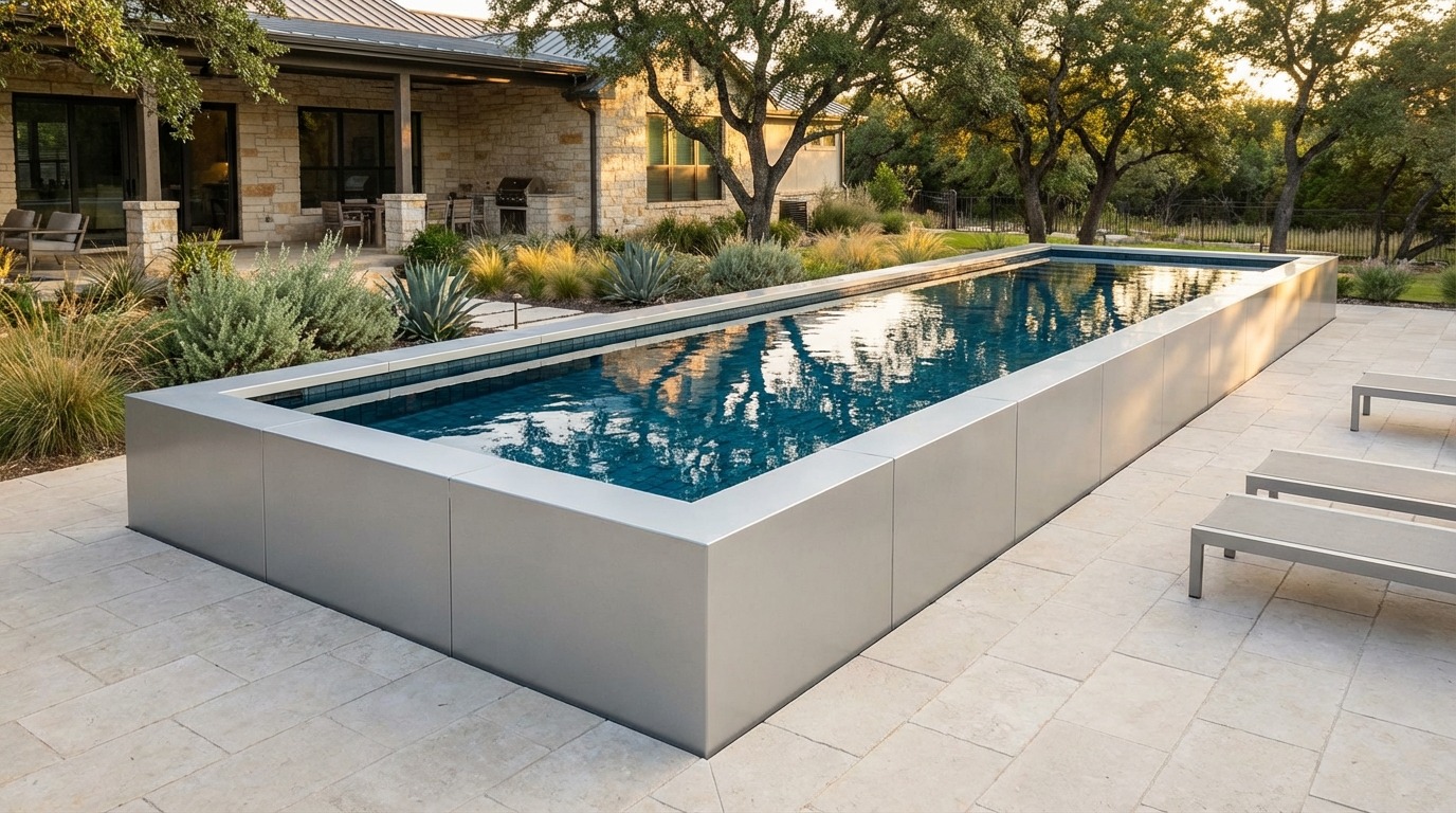 12 x 44 Platinum Silver Black Sapphire Architectural Pool