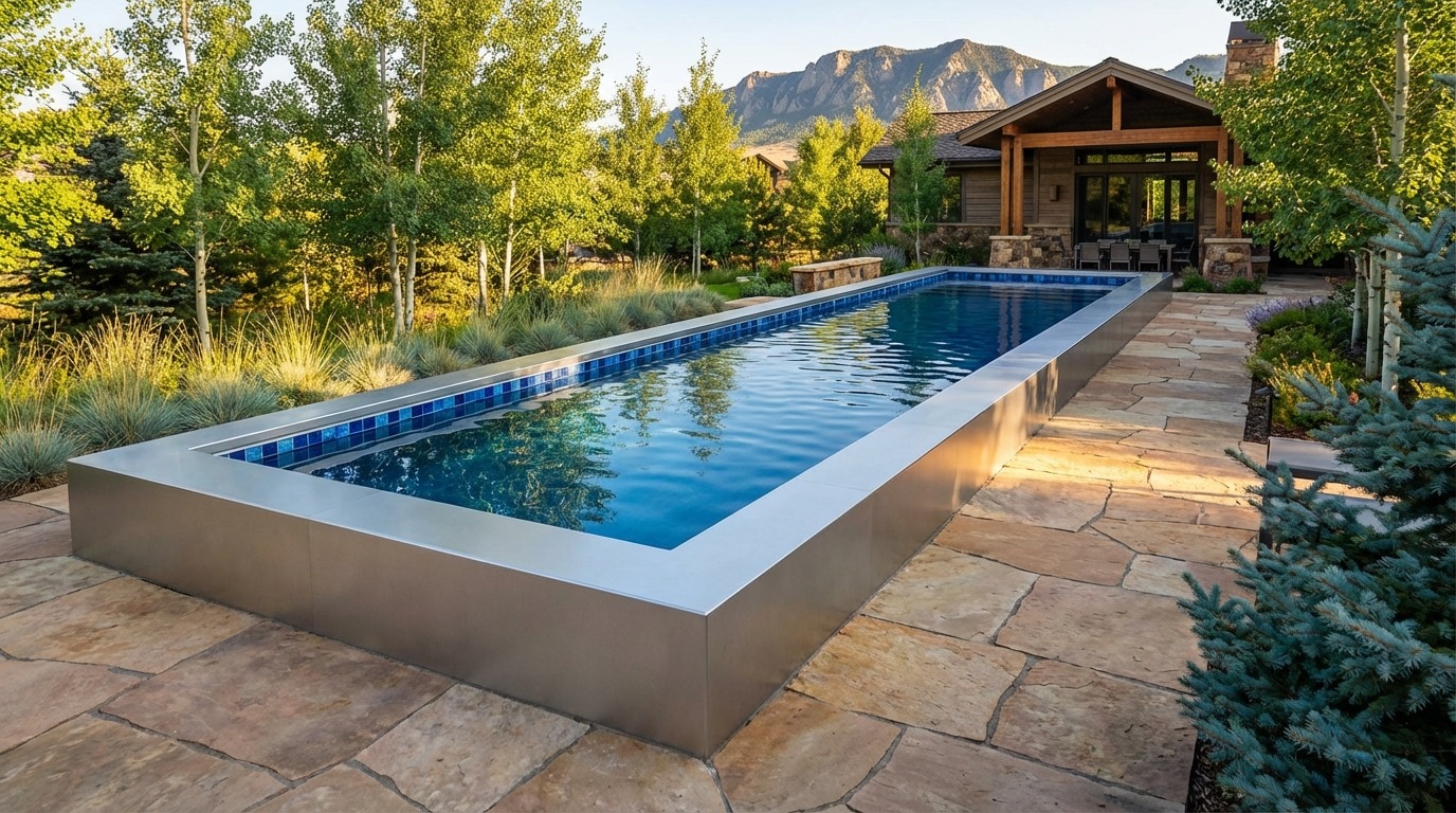 12 x 44 Platinum Silver Mystic Blue Architectural Pool