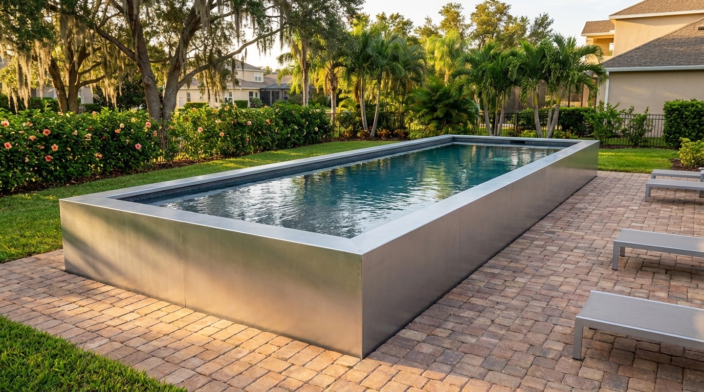 12 x 44 Platinum Silver Titanium Stone Architectural Pool