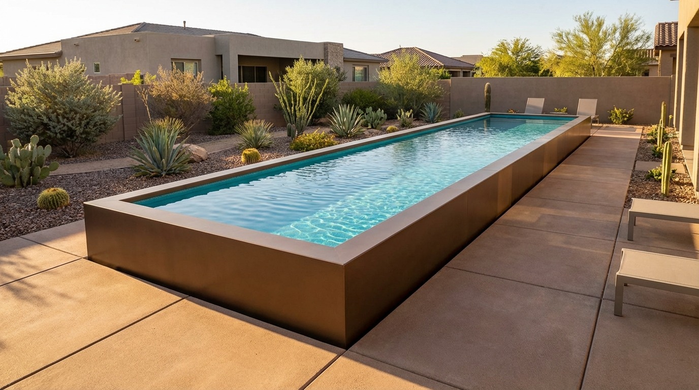 12 x 48 Canyon Bronze Blue Topaz Architectural Pool