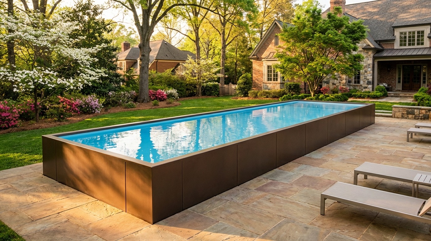 12 x 48 Canyon Bronze Aqua Blue Architectural Pool