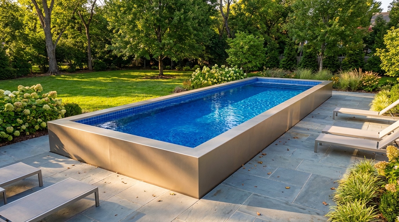 12 x 48 Champagne Mist Blue Matrix Architectural Pool