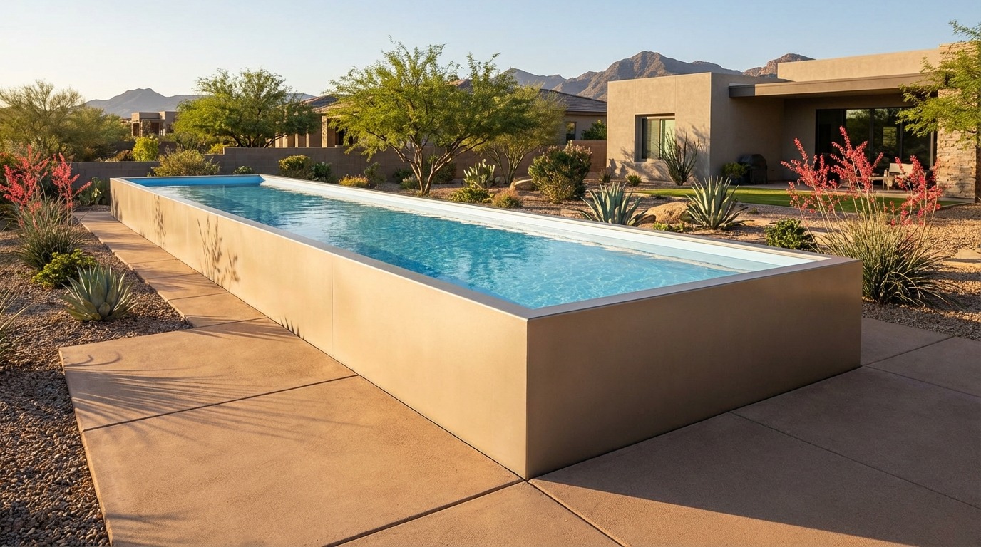 12 x 48 Champagne Mist Aqua Blue Architectural Pool