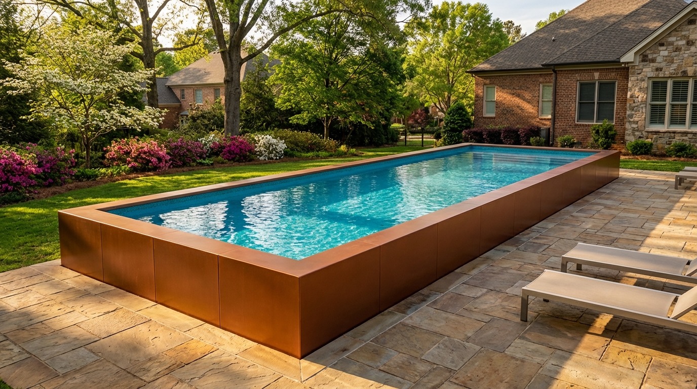 12 x 48 Espresso Copper Blue Topaz Architectural Pool