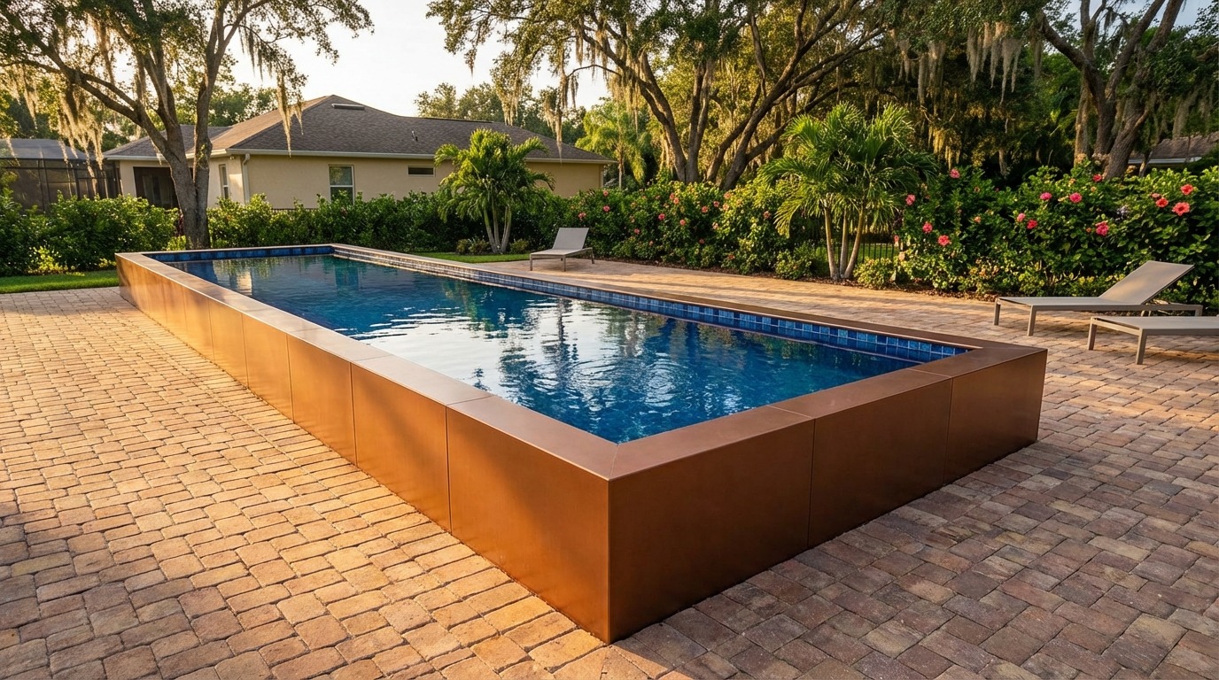 12 x 48 Espresso Copper Mystic Blue Architectural Pool