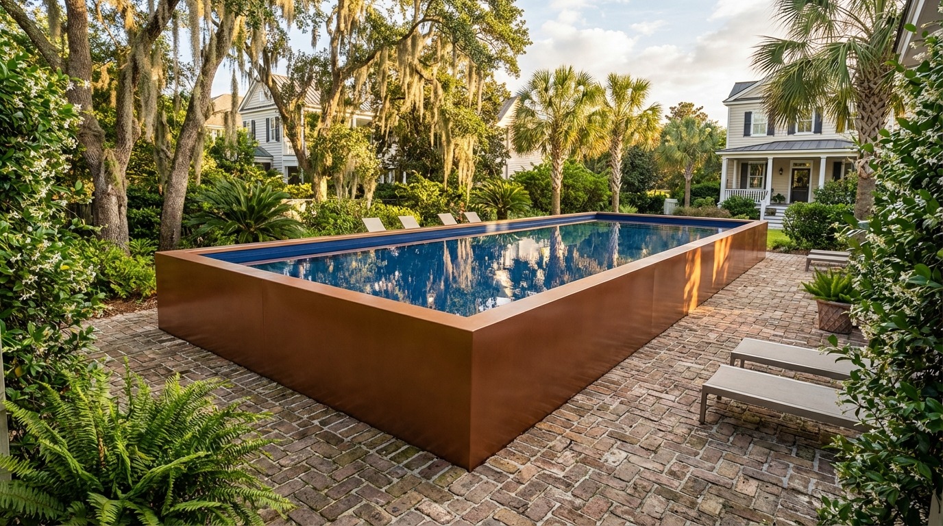 12 x 48 Espresso Copper Deep Sea Blue Architectural Pool